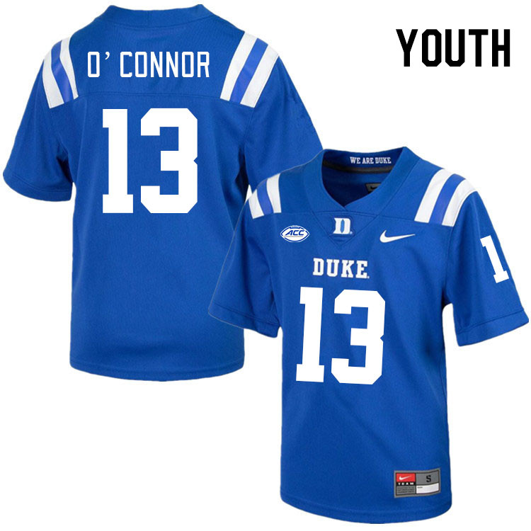 Youth #13 Kevin O'Connor Duke Blue Devils College Football Jerseys Stitched-Royal